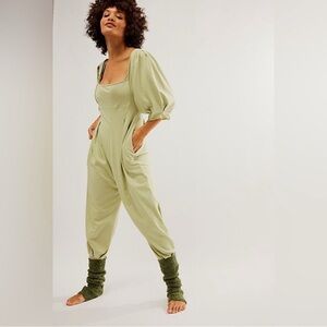 NWT Free People Lotta Love Reversible Green Romper
